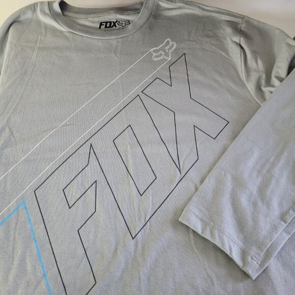 Fox Tee Shirt Gray Mens Medium Standard Fit Blue White Detail - Picture 4 of 10